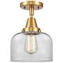 Caden Bell 8" Flush Mount - Satin Gold - Clear Shade