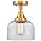 Caden Bell 8" Flush Mount - Satin Gold - Clear Shade