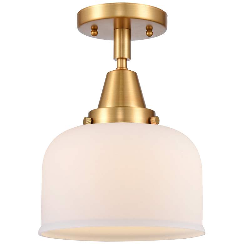 Image 1 Caden Bell 8" Flush Mount - Satin Gold - Matte White Shade