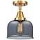 Caden Bell 8" Flush Mount - Satin Gold - Plated Smoke Shade