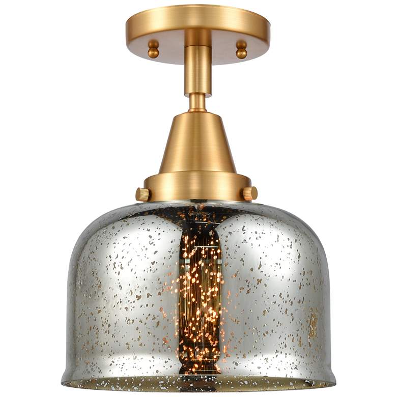 Image 1 Caden Bell 8 inch Flush Mount - Satin Gold - Silver Mercury Shade