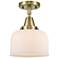 Caden Bell 8" LED Flush Mount - Antique Brass - Matte White Shade