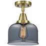 Caden Bell 8" LED Flush Mount - Antique Brass - Plated Smoke Shade