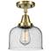 Caden Bell 8" LED Flush Mount - Antique Brass - Seedy Shade