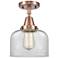 Caden Bell 8" LED Flush Mount - Antique Copper - Clear Shade