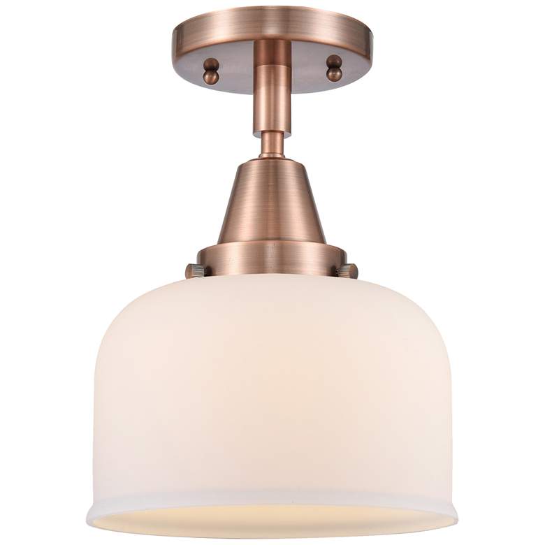 Image 1 Caden Bell 8 inch LED Flush Mount - Antique Copper - Matte White Shade