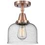 Caden Bell 8" LED Flush Mount - Antique Copper - Seedy Shade