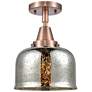 Caden Bell 8" LED Flush Mount - Antique Copper - Silver Mercury Shade
