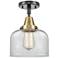 Caden Bell 8" LED Flush Mount - Black Antique Brass - Clear Shade