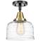 Caden Bell 8" LED Flush Mount - Black Antique Brass - Clear Swirl Shad