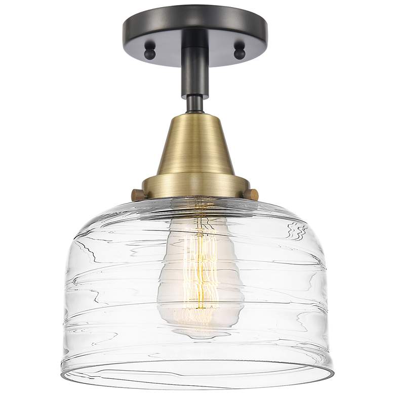 Image 1 Caden Bell 8" LED Flush Mount - Black Antique Brass - Clear Swirl Shad
