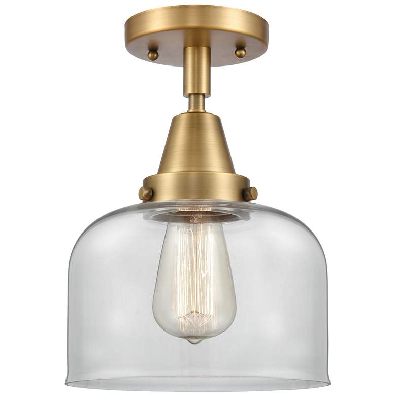 Image 1 Caden Bell 8" LED Flush Mount - Brushed Brass - Clear Shade
