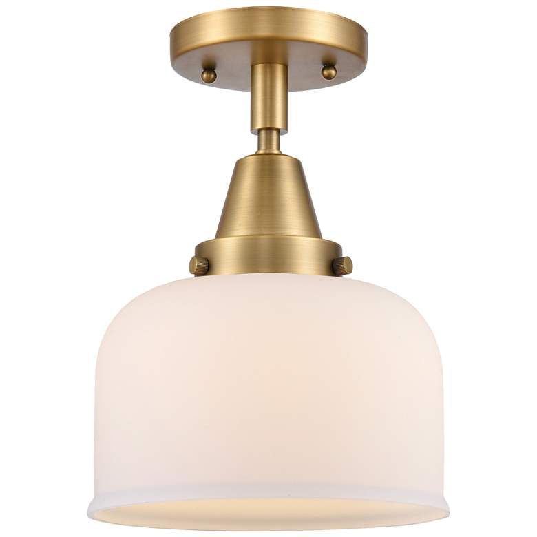 Image 1 Caden Bell 8" LED Flush Mount - Brushed Brass - Matte White Shade