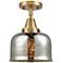 Caden Bell 8" LED Flush Mount - Brushed Brass - Silver Mercury Shade