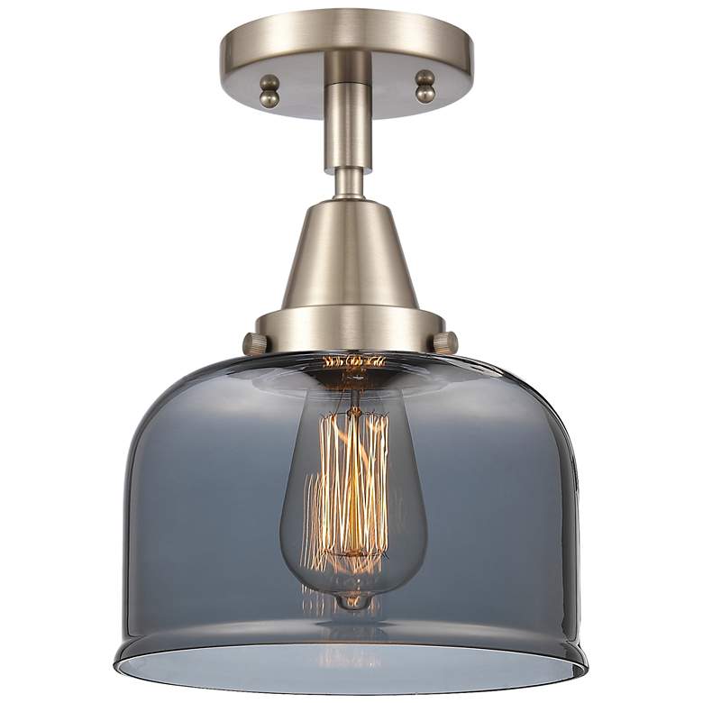 Image 1 Caden Bell 8" LED Flush Mount - Brushed Satin Nickel - Plated Smoke Sh