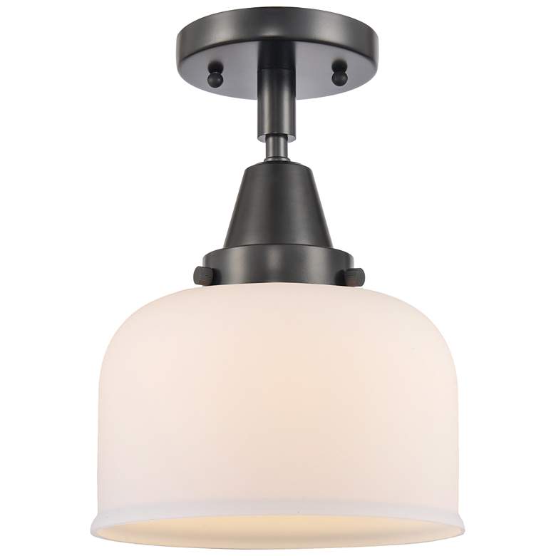 Image 1 Caden Bell 8" LED Flush Mount - Matte Black - Matte White Shade