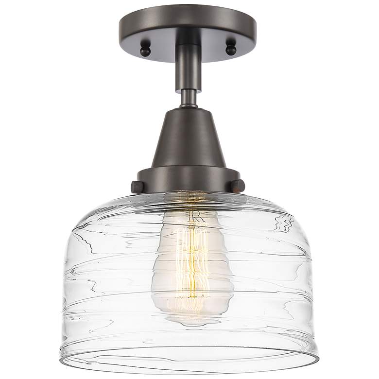 Image 1 Caden Bell 8" LED Flush Mount - Oil Rubbed Bronze - Clear Deco Swirl S