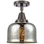 Caden Bell 8" LED Flush Mount - Oil Rubbed Bronze - Silver Mercury Sha