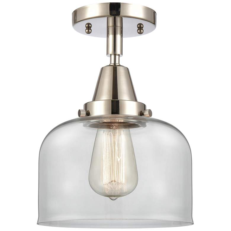 Image 1 Caden Bell 8" LED Flush Mount - Polished Nickel - Clear Shade