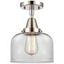 Caden Bell 8" LED Flush Mount - Polished Nickel - Clear Shade