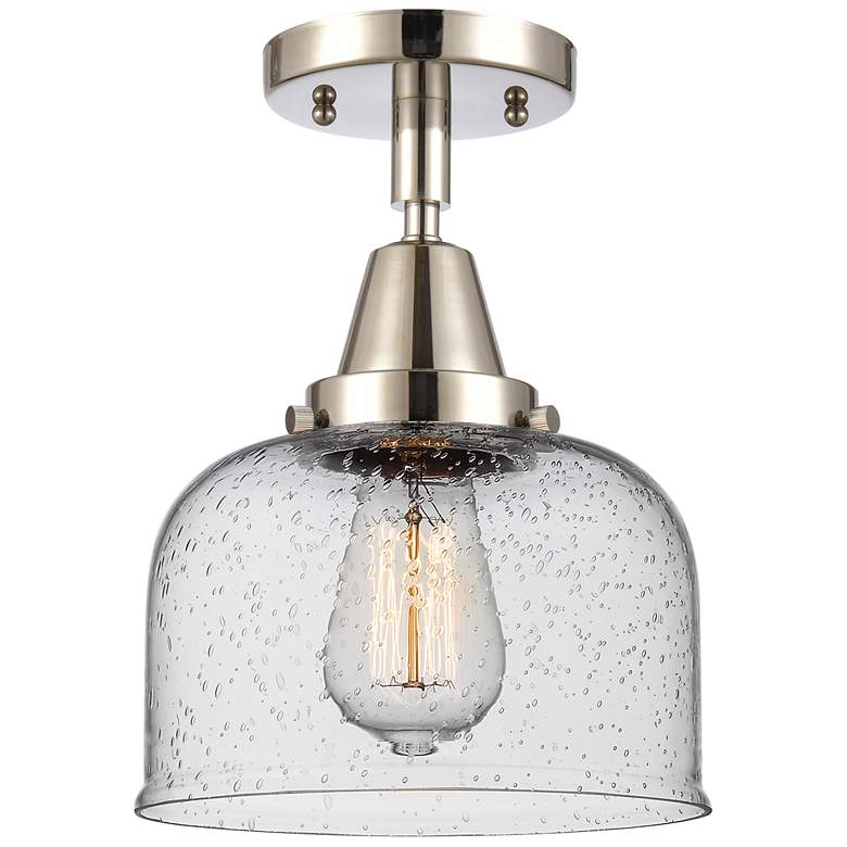 Image 1 Caden Bell 8" LED Flush Mount - Polished Nickel - Seedy Shade