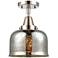 Caden Bell 8" LED Flush Mount - Polished Nickel - Silver Mercury Shade