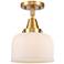 Caden Bell 8" LED Flush Mount - Satin Gold - Matte White Shade