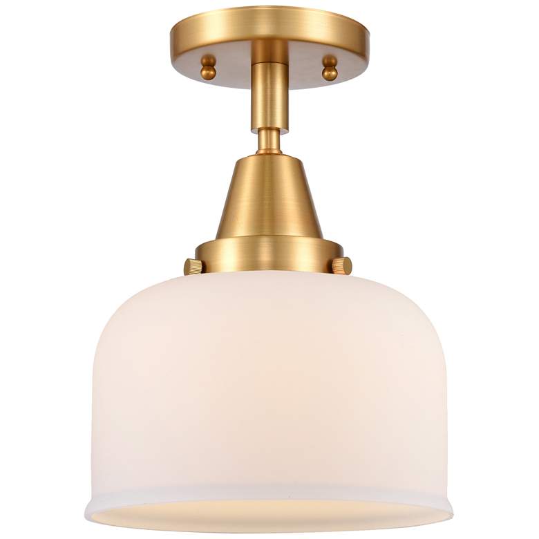 Image 1 Caden Bell 8 inch LED Flush Mount - Satin Gold - Matte White Shade