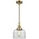 Caden Bell 8" Wide Antique Brass Stem Hung Mini Pendant w/ Clear Shade