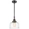 Caden Bell 8" Wide Bronze Stem Hung Mini Pendant w/ Deco Swirl Shade