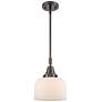 Caden Bell 8" Wide Bronze Stem Hung Mini Pendant w/ Matte White Shade