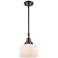 Caden Bell 8" Wide Bronze Stem Hung Mini Pendant w/ Matte White Shade