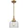 Caden Bell 8" Wide Brushed Brass Stem Hung Mini Pendant w/ Clear Shade