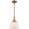 Caden Bell 8" Wide Brushed Brass Stem Hung Mini Pendant w/ White Shade