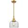 Caden Bell 8" Wide Satin Gold Stem Hung Mini Pendant w/ Clear Shade