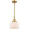 Caden Bell 8" Wide Satin Gold Stem Hung Mini Pendant w/ Matte White Sh
