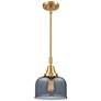 Caden Bell 8" Wide Satin Gold Stem Hung Mini Pendant w/ Plated Smoke S