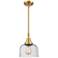 Caden Bell 8" Wide Satin Gold Stem Hung Mini Pendant w/ Seedy Shade