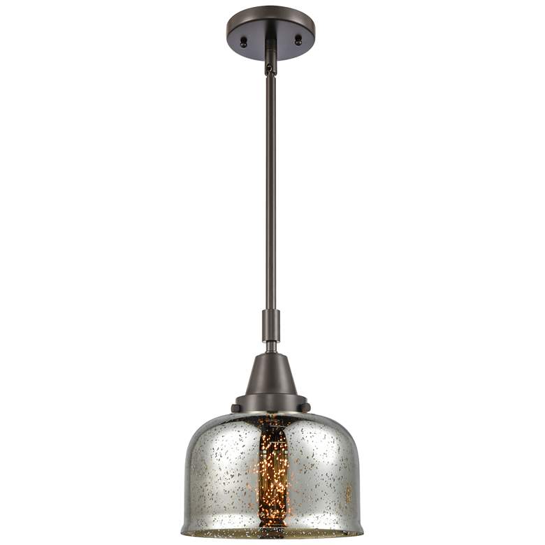 Image 1 Caden Bell 8"W Bronze Stem Hung Mini Pendant w/ Silver Plated Mercury