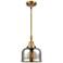 Caden Bell 8"W Brushed Brass Stem Hung Mini Pendant w/ Mercury Shade