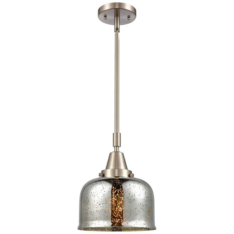 Image 1 Caden Bell 8"W Brushed Nickel Stem Hung Mini Pendant w/ Mercury Shade