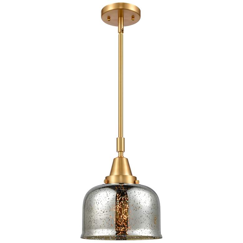Image 1 Caden Bell 8"W Gold Stem Hung Mini Pendant w/ Silver Plated Mercury Sh