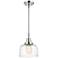 Caden Bell 8"W Polished Chrome Stem Hung Mini Pendant w/ Deco Swirl Sh