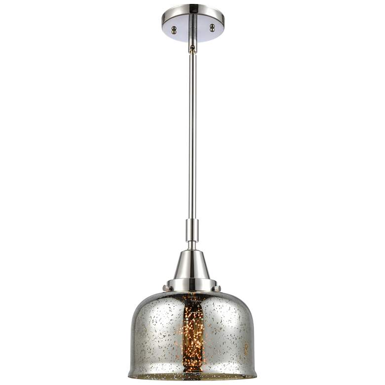 Image 1 Caden Bell 8"W Polished Chrome Stem Hung Mini Pendant w/ Mercury Shade