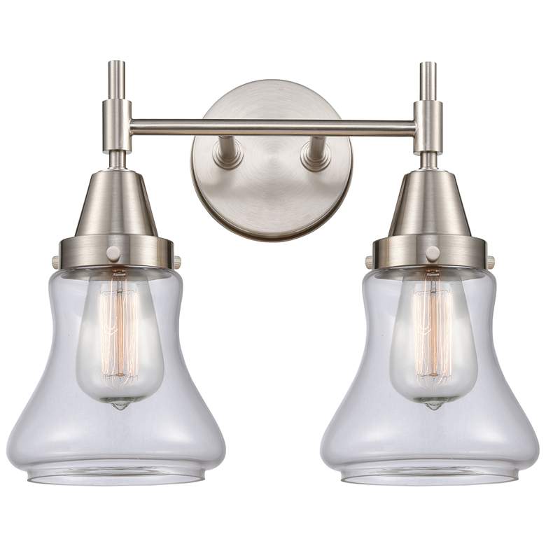 Image 1 Caden Bellmont 15"W 2 Light Satin Nickel Bath Vanity Light w/ Clear Sh