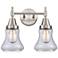 Caden Bellmont 15"W 2 Light Satin Nickel Bath Vanity Light w/ Clear Sh