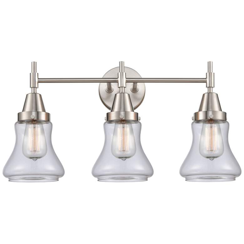 Image 1 Caden Bellmont 24"W 3 Light Satin Nickel Bath Vanity Light w/ Clear Sh