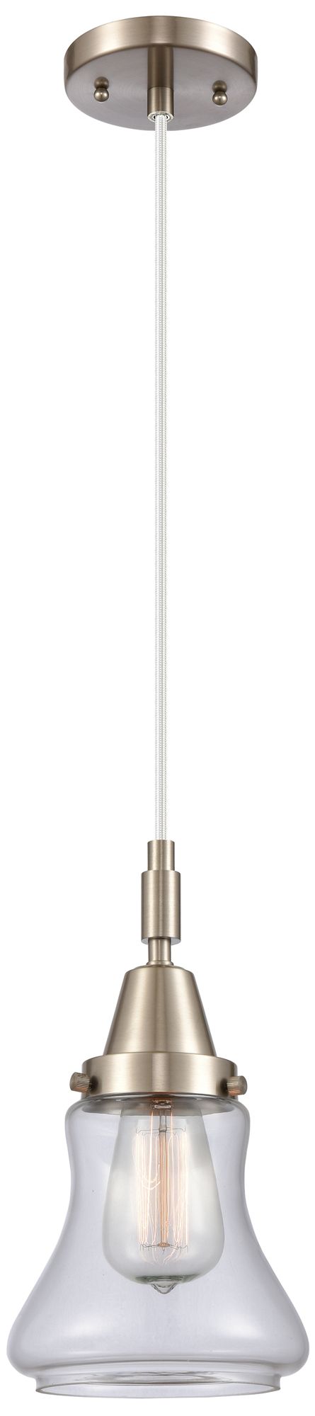 Caden Bellmont 6.5"W Brushed Nickel Cord Mini Pendant w/ Clear Shade