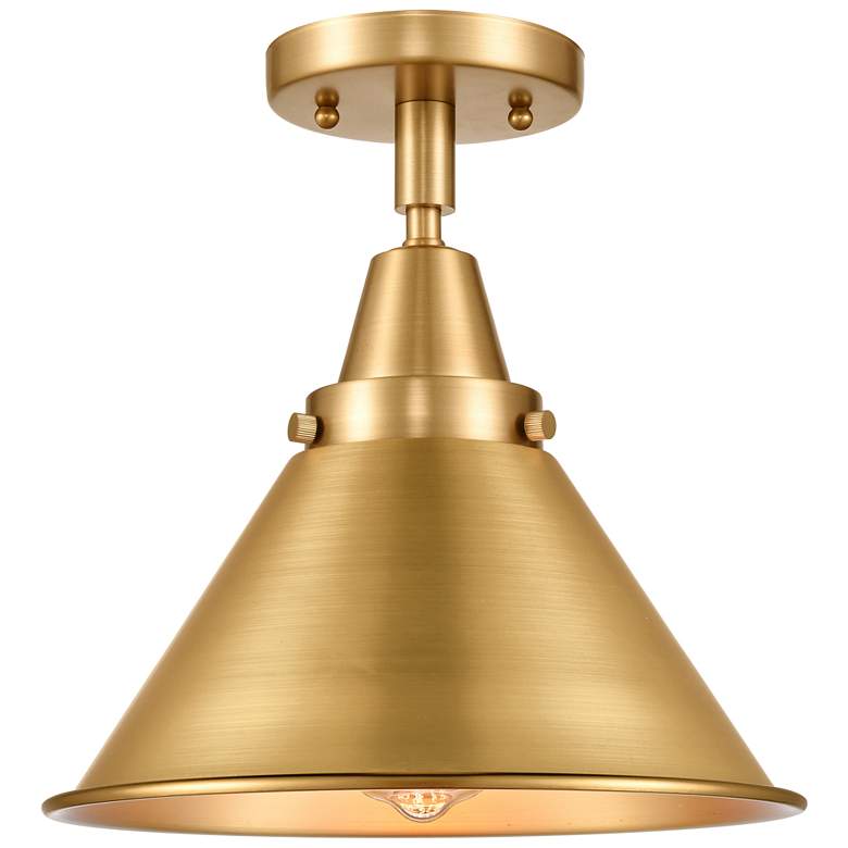 Image 1 Caden Briarcliff 10" Wide Satin Gold Flush Mount With Satin Gold Shade