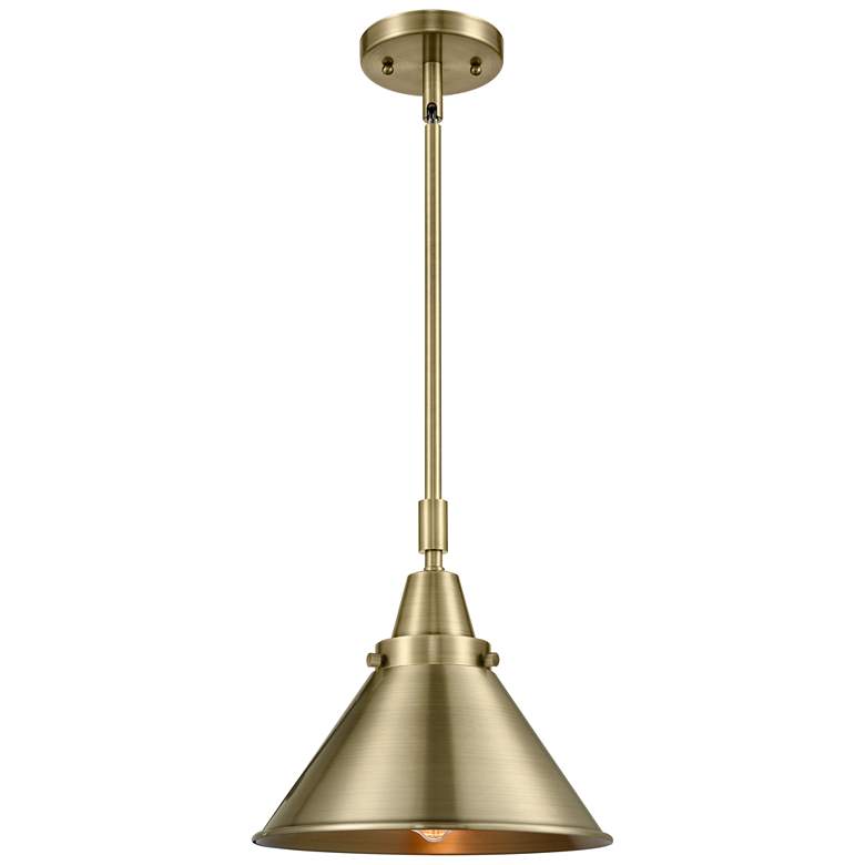 Image 1 Caden Briarcliff 10"W Antique Brass Stem Mini Pendant w/ Brass Shade